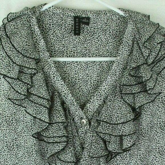 Sioni Top Leopard Print Ruffles Sleeveless Womens small - Picture 8 of 12